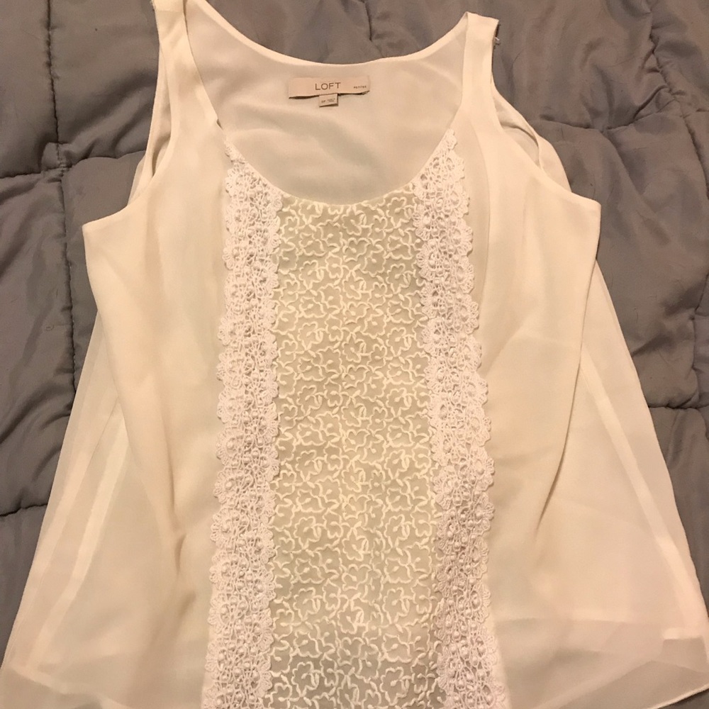 Ann Taylor Loft Petite White Silk Tank Top